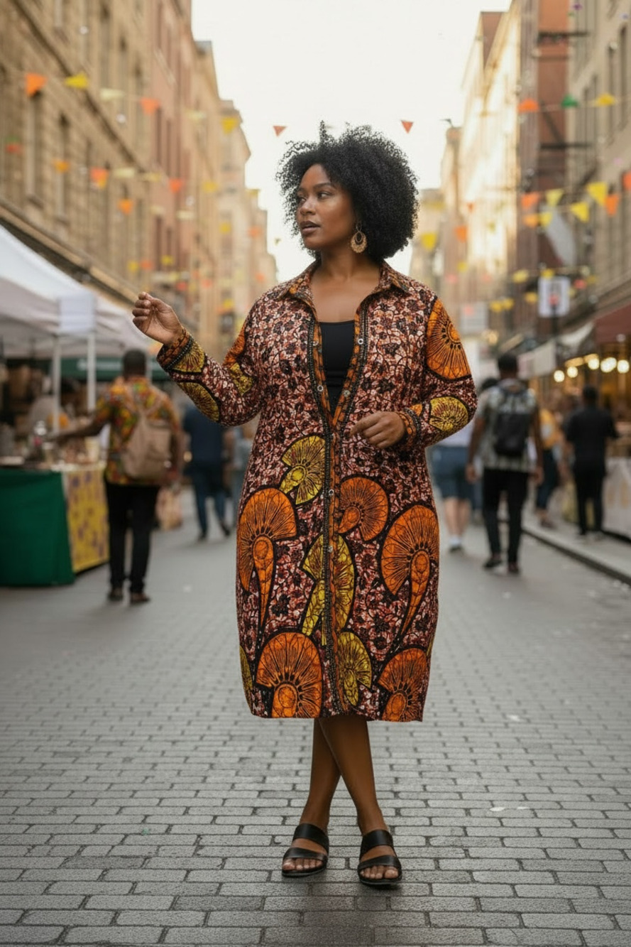 African Pride batik cotton shirt dress by Neyeka Fashions